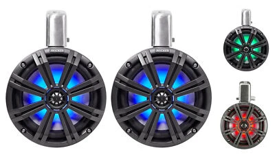 Pair KICKER 45KMTC8 8" 600 Watt Marine Wakeboard Tower Speakers w/LED's KMTC8 - Image 1 of 4