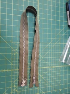 YKK 30" Olive w/ Silver Metal 2 Way Open Ended Zippers Made in USA - Picture 1 of 1