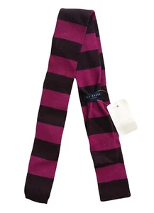 Ted Baker Nwt Fuchsia Striped Knit 100% Wool Skinny Blunt Tip Neck Tie - Picture 1 of 3