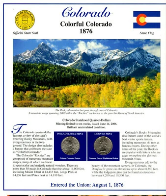 Colorado Quarters P&D 2006 (Postal Panel Collection) PCS - Image 1 of 2