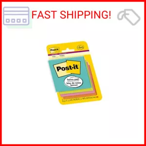 Post-it Super Sticky Notes, 3x3 in, 4 Pads, 2X The Sticking Power, Miami Collect - Picture 1 of 2