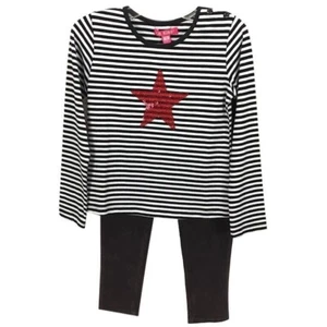 Girls 6X Outfit Legging Top Sequin Striped Long Sleeve Corduroy Legging Pants - Picture 1 of 7