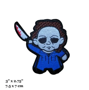 Michael Myers With Knife Halloween Horror Movie Embroidered Iron On Patch - Picture 1 of 2