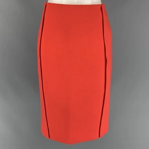 CALVIN KLEIN COLLECTION Size 0 Orange Crepe Pencil Knee Length Skirt - Picture 1 of 4