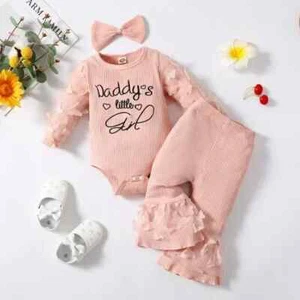 Baby Girl Clothes Sets TopTrousers Outfits Newborn Toddler Clothing - Picture 1 of 35