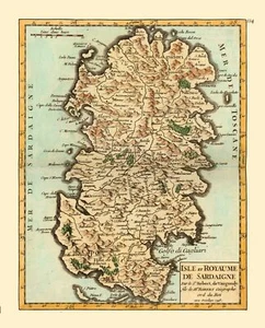 Historic Map - Sardinia Italy - Robert 1748 - 23 x 28.50 - Vintage Wall Art - Imagen 1 de 20