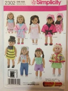 Simplicity Sewing Pattern 2302 18" (45.5cm) Doll Clothes Robe Top Skirt Uncut - Picture 1 of 3