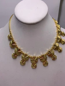 NWOT Brooks Brother Sample gold tone flower drop 15.5 " necklace h39 - Picture 1 of 6