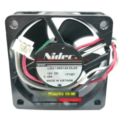 NIDEC DC 12V 0.05A U35X12MS1A5-53J65 35X35X12MM 3-PIN Micro Cooling Fan - Image 1 of 4