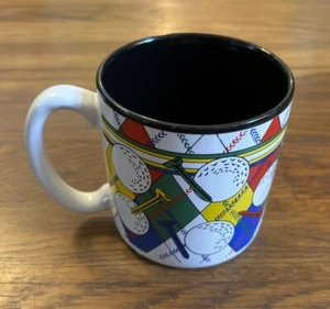 VTG ‘92 Golfer Mug Coffee Cup Golf Balls Tees Flower Ceramic Argyle Preppy Dad - Picture 1 of 6