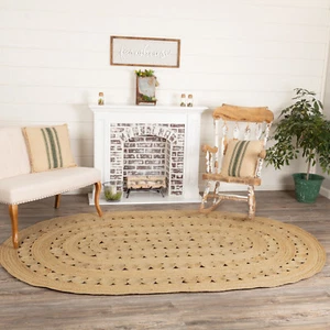 Area Rug Celeste Jute Farmhouse 72x108 Country Tan Braided Floor Mat VHC Brands - Picture 1 of 7