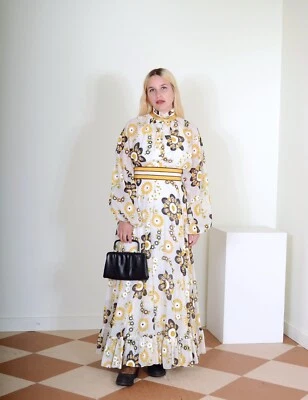 Maxi vestido vintage años 70 floral cintura imperio de Susan pequeño/talla pequeña Foto 1 de 4