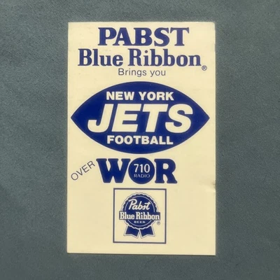 POCKET SCHEDULE NFL 1977 NEW YORK JETS PABST BLUE RIBBON  WOR AM 710 RADIO - Image 1 of 2