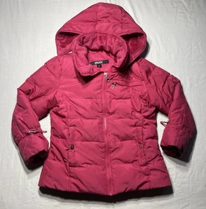 DKNY Girls Outerwear Hooded Puffer Jacket - Red, Size Small - Picture 1 of 11
