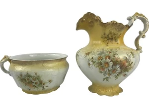 Antikes Wedgwood Porzellan Krug und Becken Set Blumenmuster Sammlerstück - Bild 1 von 16