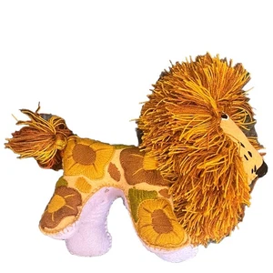 Handbestickter Stofftier Löwe Plüsch Mexikanische Kunst mit bunten Blumen Neu ohne Etikett - Bild 1 von 9