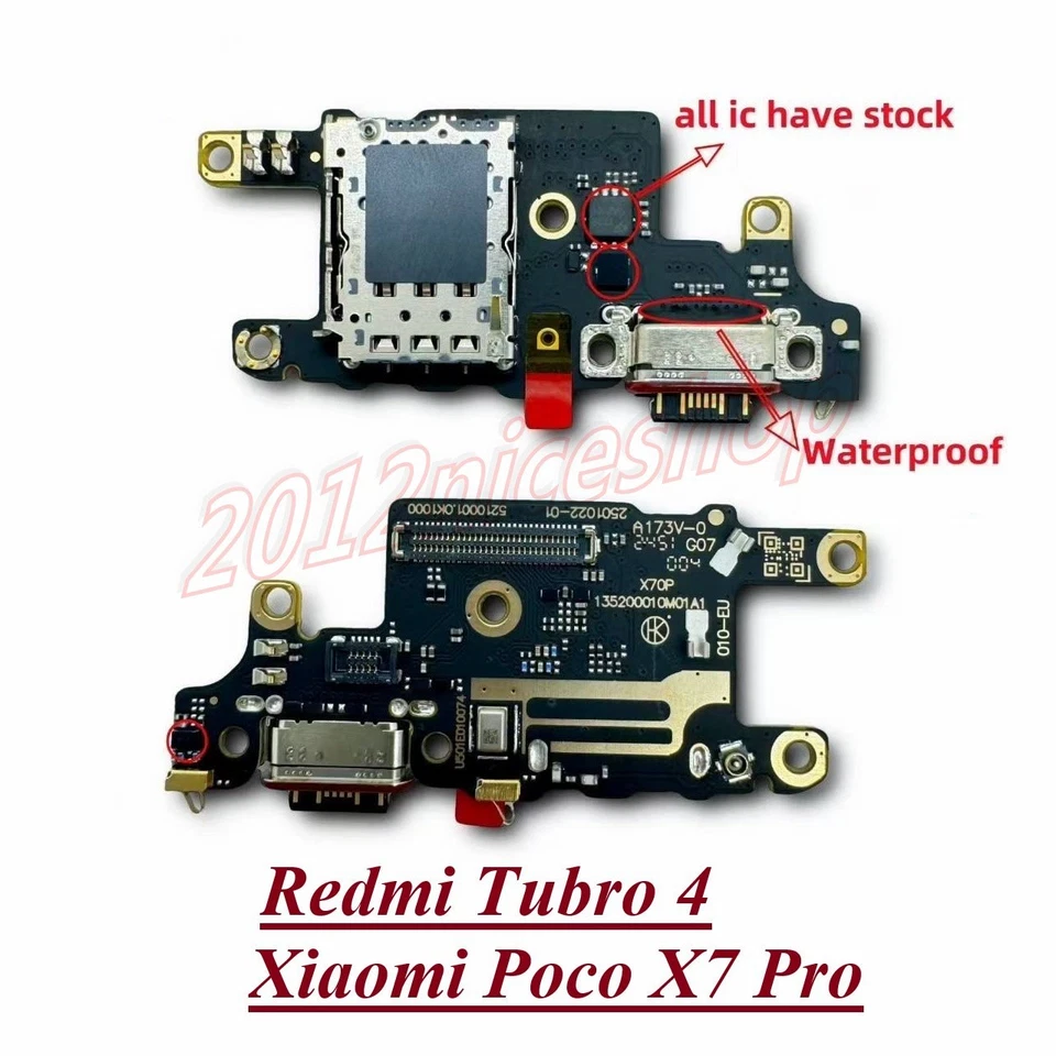 OEM Type-C DC Charging Port Sim Socket Mic Jack Board For Xiaomi Redmi Tubro 4 - Image 1 of 1
