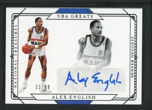 2020-21 ALEX ENGLISH 32/99 AUTO PANINI NATIONAL TREASURES NBA GREATS AUTOGRAPHS - Picture 1 of 2