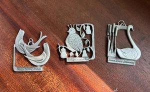 Vintage Zinn Port 12 Tage Weihnachtsschmuck Set nur 3 - Bild 1 von 5