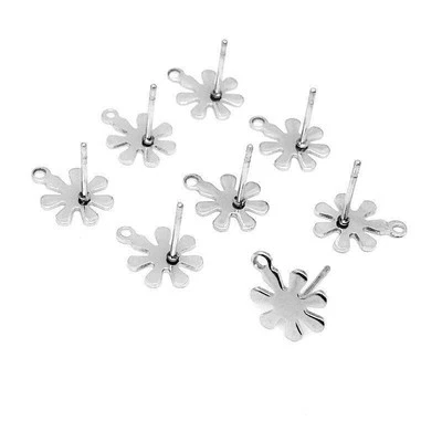30/12Pcs из нержавеющей стали серебро/золото цветок серьги-гвоздики компонент 10 X 9 мм CES33 - Изображение 1 из 4