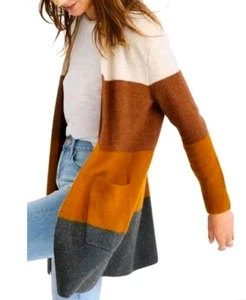 Madewell Cardigan L Alpaca Kent Colorblock Grandpa Academia Fall Cozy Sweater - Picture 1 of 9