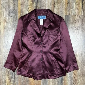 Damen Thierry Mugler Vintage Silk Skirt Suit Burgundy Blazer & Skirt Set Size 42 - Bild 1 von 24