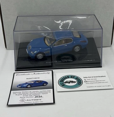 1:43 BUGATTI EB 118 PARIS 1998 FRENCH RACING BLUE AUTOART - Image 1 of 4