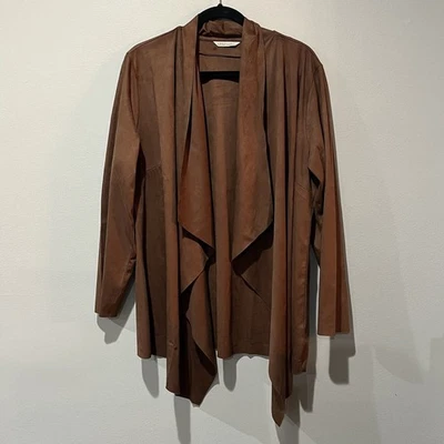 Soft Surroundings Jacket Women’s 1X Shape Drape Brown Faux Suede Waterfall - Image 1 of 4