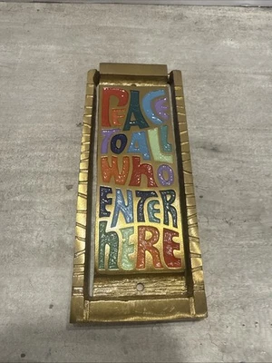 Mid Century Brass Door Knocker "Peace To All Who Enter Here" Terra Sancta 1969 - Image 1 of 4