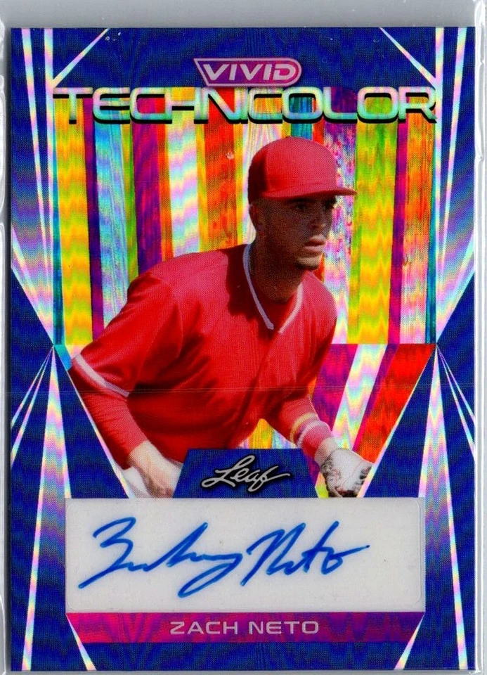 2022 Leaf Vivid #T-ZN1 Zach Neto Technicolor Navy Blue Autographs #/30 - Image 1 of 2