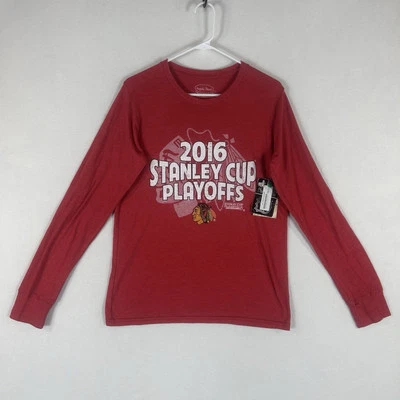 NHL Chicago Blackhawks NEW 2016 Stanley Cup Playoffs Shirt Mens Small Red NWT - Image 1 of 4