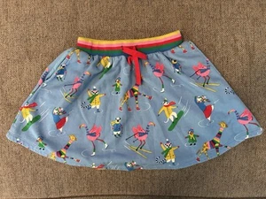 Mini Boden Girls 7-8 Blue Rainbow Skating Animals Terry Skirt Holiday Winter - Picture 1 of 7