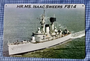 Vintage HRMS Isaac Sweers F814 WW2 Zerstörer Blech Tacker Metall Wandschild 8” x 12” - Bild 1 von 1