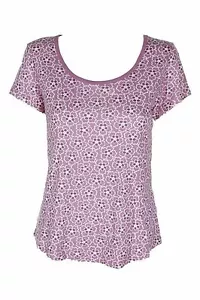 Charter Club Printed Cotton Knit Pajama T-Shirt Floral Pink Orchid Smoke M - Picture 1 of 3
