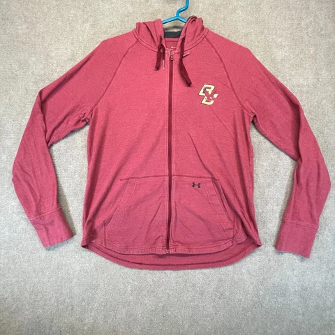 Boston College Eagles Mens Small Red Full Zip Hoodie Sweater Jacket Under Armour Cover