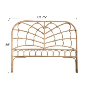 Storied Home Headboard 56 " H X 63.8 " W, Queen Size Woven Roots Brown Rattan - Picture 1 of 4