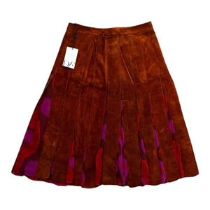 Diane von Furstenberg Damen Gr. 4 Wildleder Leder & Seide Melita Rock braun lila - Bild 1 von 23