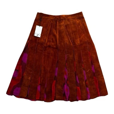 Женская замшевая кожаная и шелковая юбка Melita Diane Von Furstenberg размер 4 коричневая фиолетовая - Изображение 1 из 4