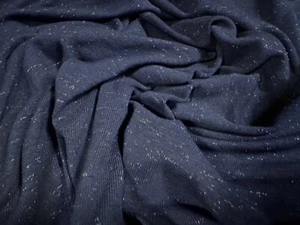 Metallic Viscose Stretch Single Jersey Fabric, Per Metre - Navy & Silver Fleck - Picture 1 of 3