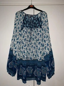 Marks & Spencer Blue Paisley Printed Sheer Blouse Size 14 UK - Picture 1 of 3