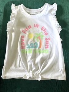 365 KIDS GARANIMALS sz 5 White Tie Front Ruffle Tank Top 'Have Fun In The Sun' - Picture 1 of 3
