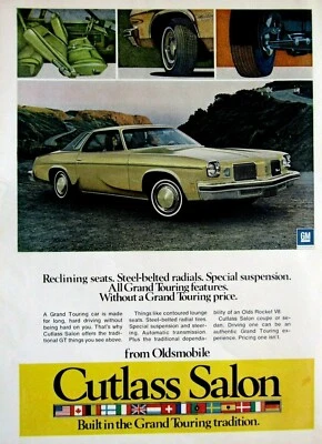 1974 Oldsmobile Cutlass Salon G.T. Tradition Vintage Original Print Ad 8.5 x 11" - Image 1 of 4