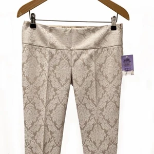 ELIE TAHARI Women's Damask Cream Ivory Elegant Cropped Pants Beige 6 NEW - Picture 1 of 10