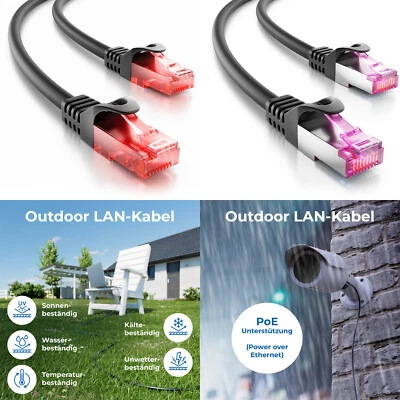 DELEYCON Outdoor Patchkabel CAT6 CAT7 Netzwerkkabel Außenbereich RJ45 LAN Kabel 5m - 50m