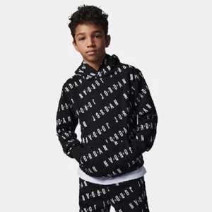 Nike Air Jordan Sweatshirt Boys Black Hoodie Sweater All Over Print 95C184-023 - Picture 1 of 3