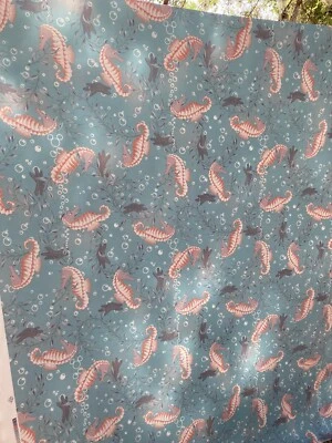 disney fabric vintage  Beach club resort prop seahorses hidden Mickey - Image 1 of 4