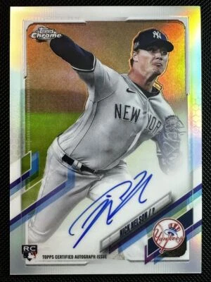 2021 Topps Chrome Nick Nelson RC Rookie AUTO #RA-NNE Refractor 491/499 Yankees - Image 1 of 2