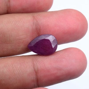 7,70 Cts Rubino Africano Naturale 14mm 10mm Pera Taglio Sfaccettato Pietra Preziosa Non Trattata - Foto 1 di 5