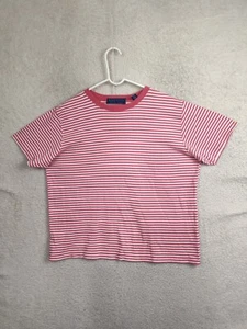 Karen Scott Women Top Extra Large Red Strip Cotton Rich Short Sleeve Shirt - Picture 1 of 18