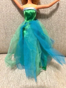 Vintage 1963 Barbie SENIOR PROM #951 Gown Green Blue Tulle Dress Only - Picture 1 of 3